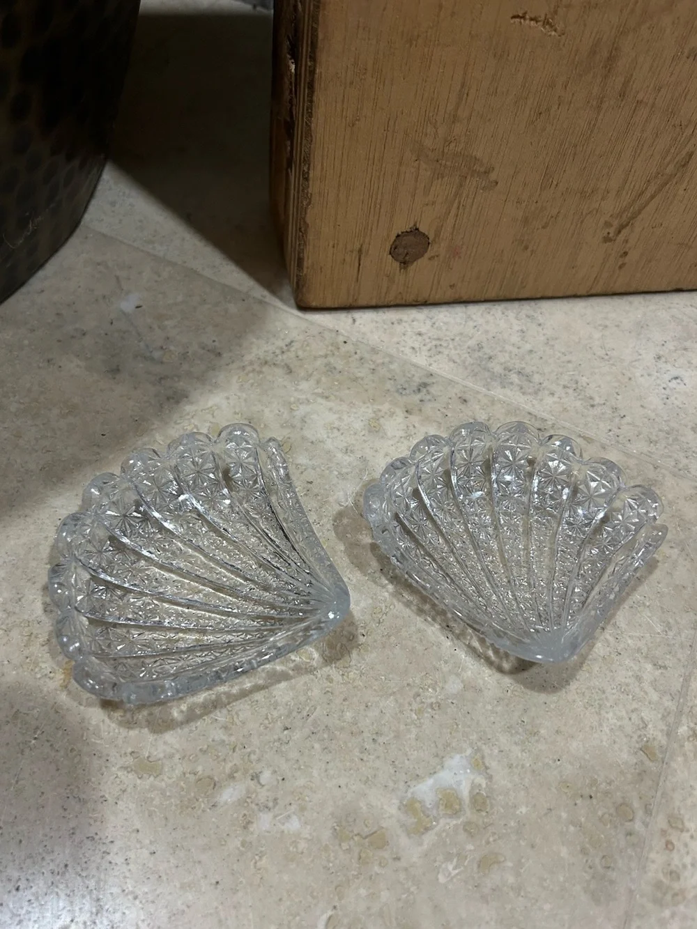 2 Antique EAPG Windsor Glass Shell Shaped Butter Pat Dishes